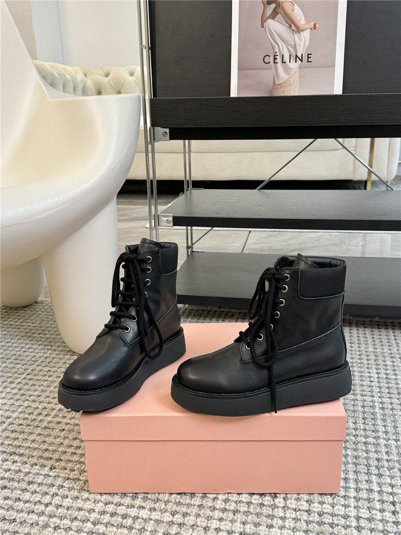 Miu Miu Chelsea Platform Lace-Up Ankle Boots