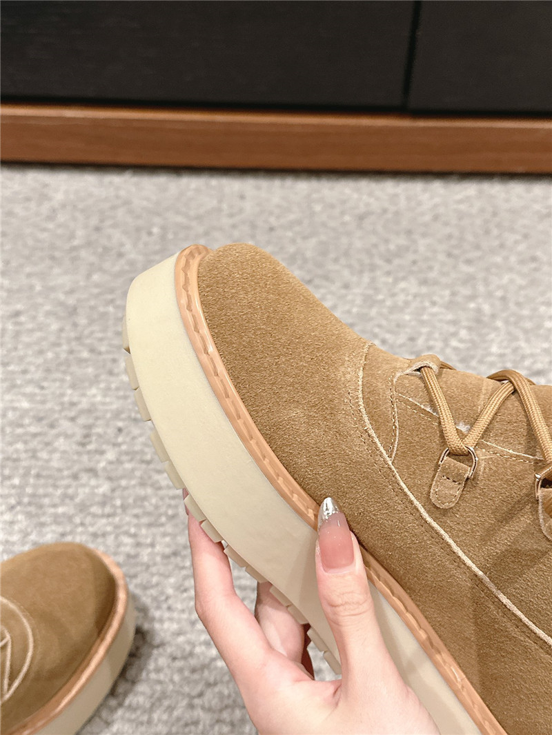 Pra*a brown suede platform lace-up shearling boots