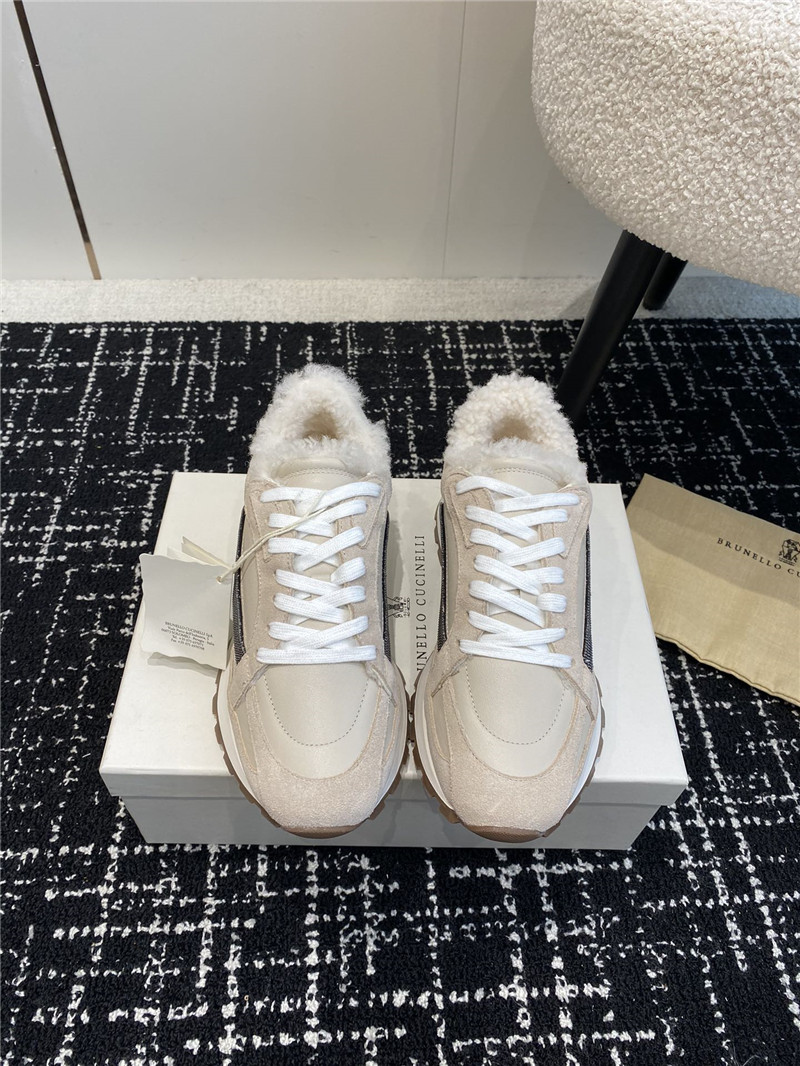 BC Wool Monili Beads Suede Sneakers in Beige