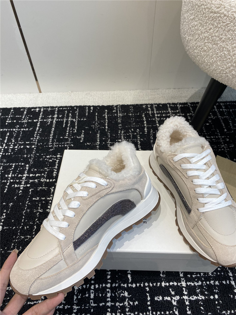 BC Wool Monili Beads Suede Sneakers in Beige