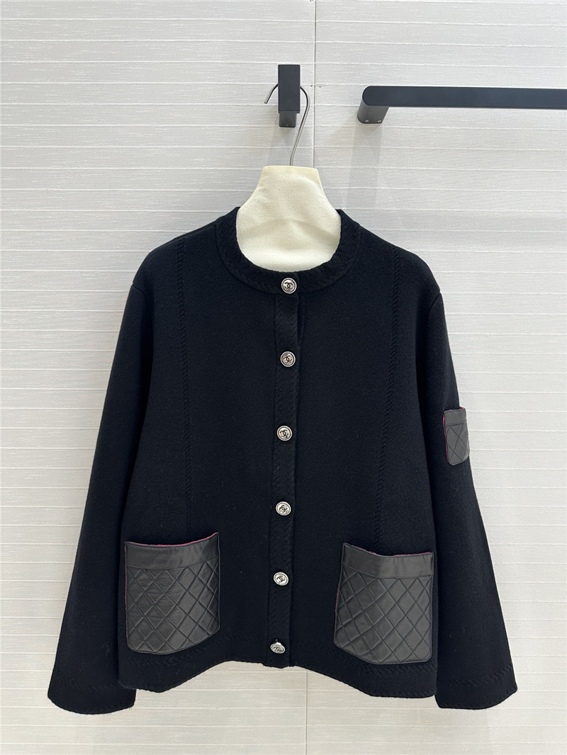 Ch**el leather and cashmere cardigan