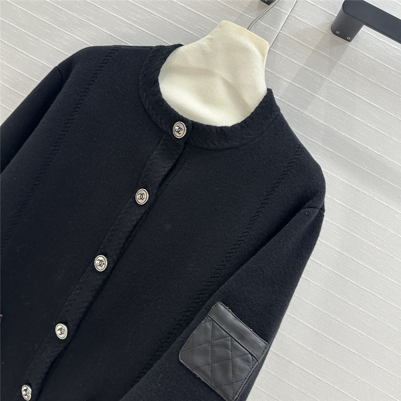 Ch**el leather and cashmere cardigan
