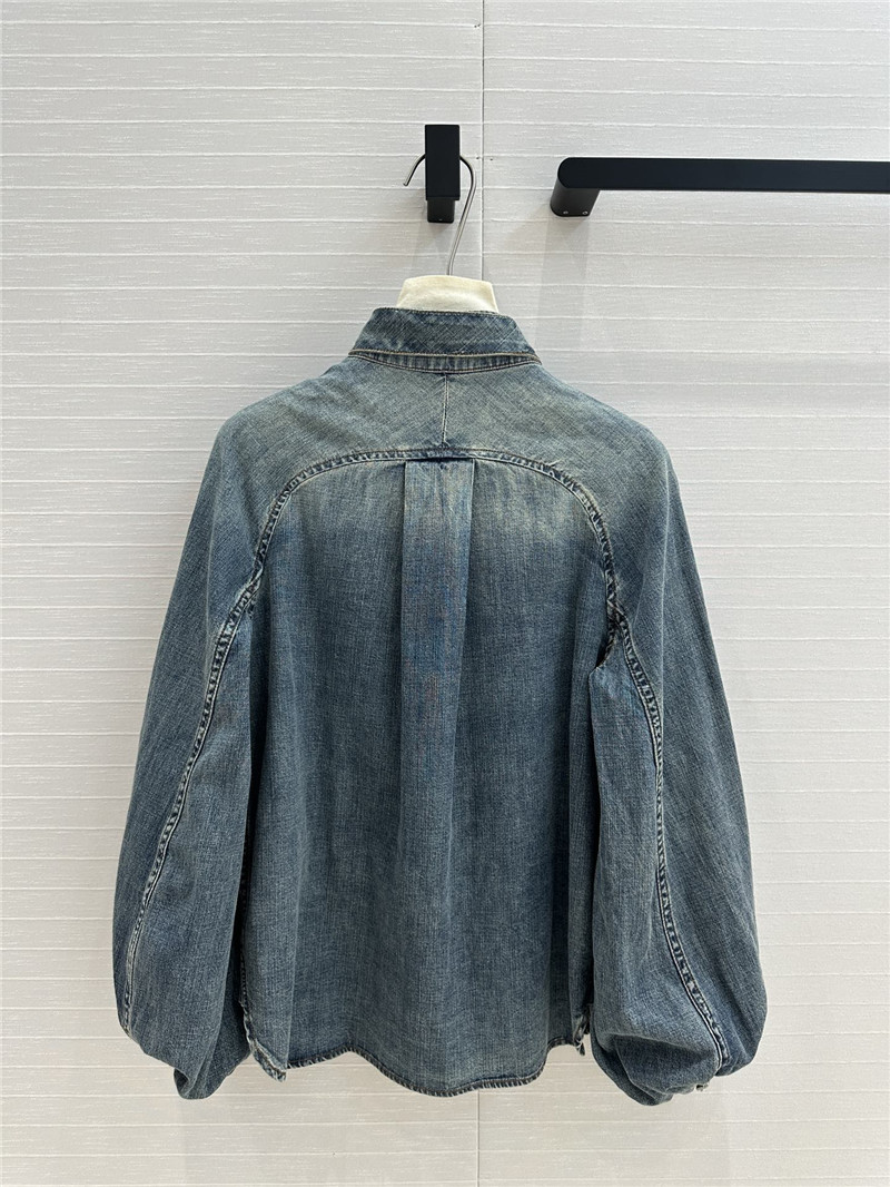 zimm tie stand collar denim shirt