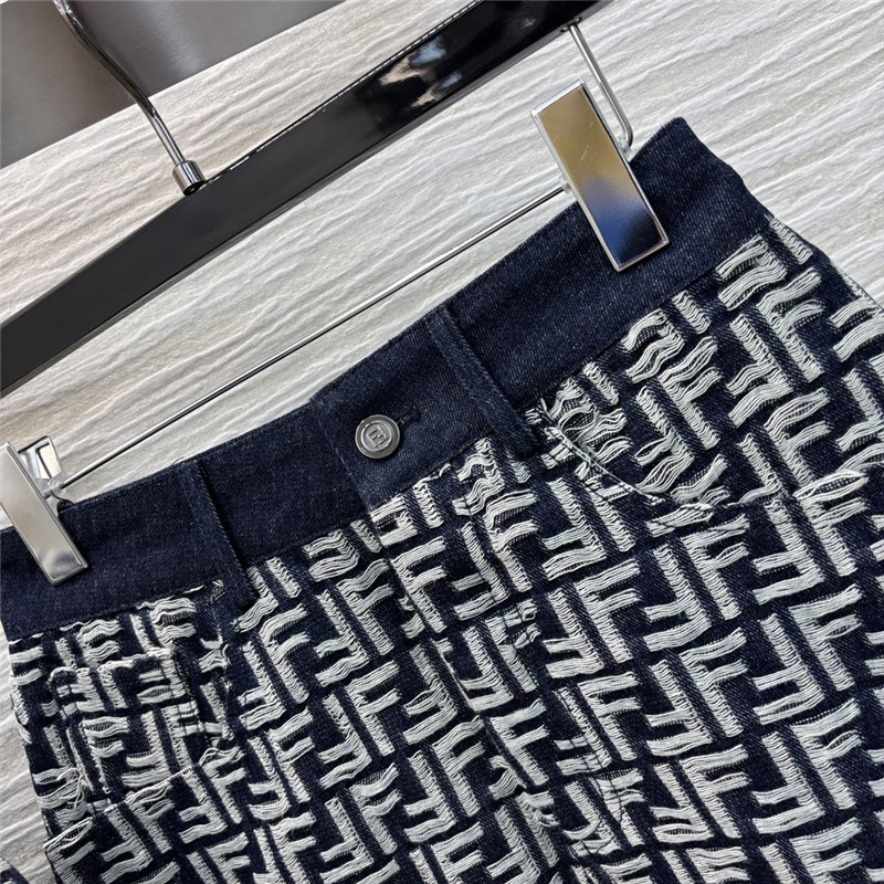 F**di letter jacquard denim suit