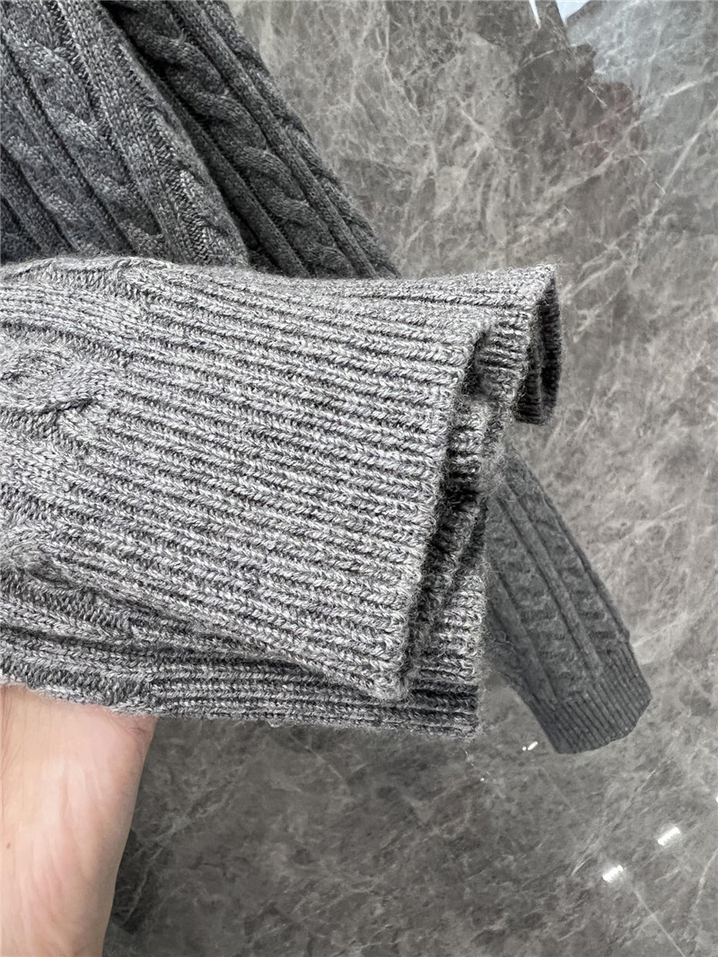 MIU MIU Cable-Knit Polo Sweater Grey