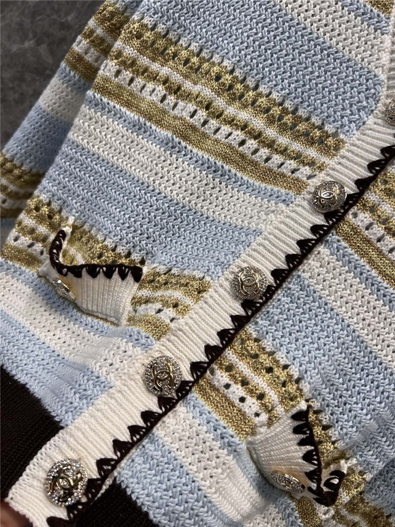 Ch**el trim multicolor striped cardigan