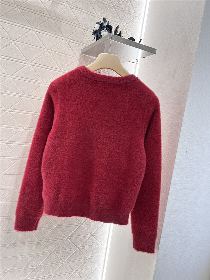 Miu Miu Burgundy Logo-Embroidered Wool Sweater