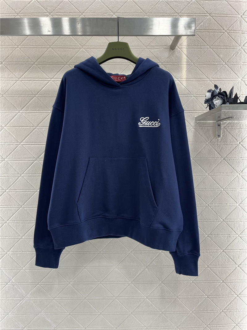 Gvc*1 logo cotton jersey hoodie navy