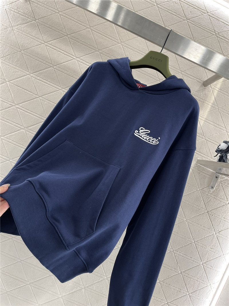 Gvc*1 logo cotton jersey hoodie navy