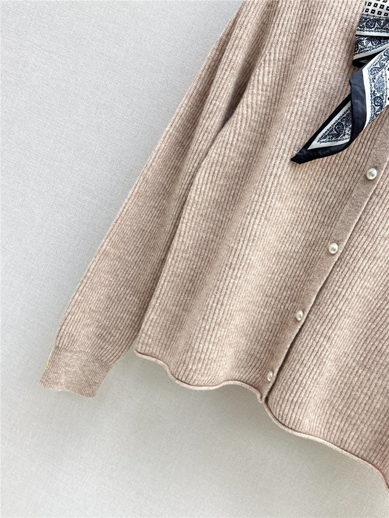 Miu Miu Ribbon Wool Cardigan Beige