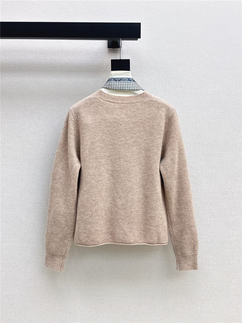 Miu Miu Ribbon Wool Cardigan Beige