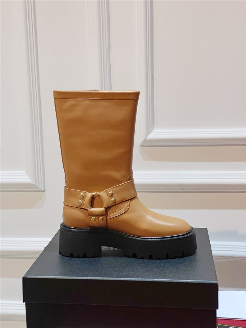 Ce1i*e bulky 45 mid biker boots in brown