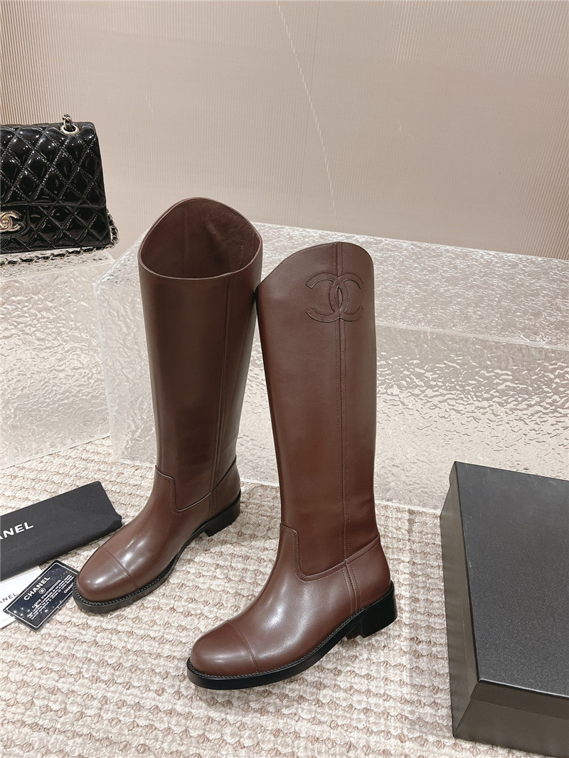 Ch**el brown calfskin rider keen high boots