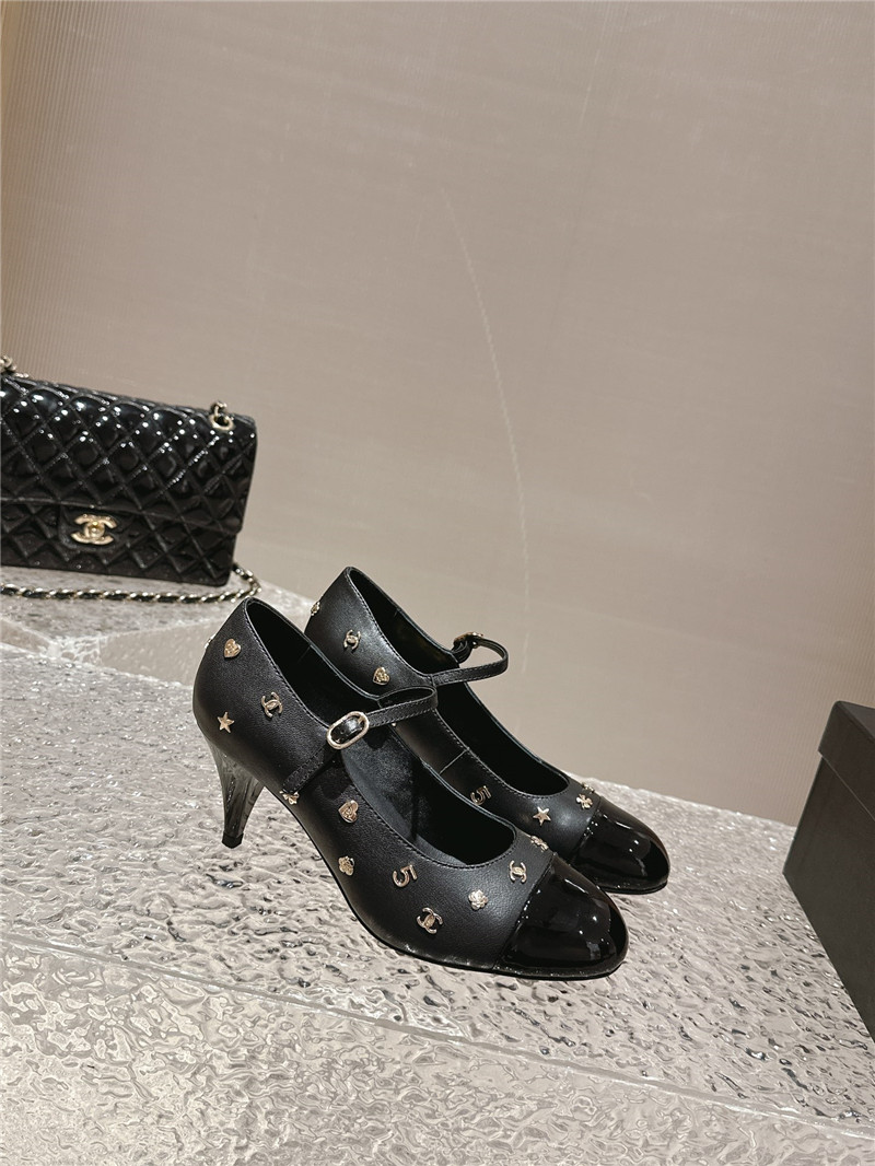 Ch**el embellished mary janes pumps in black leather