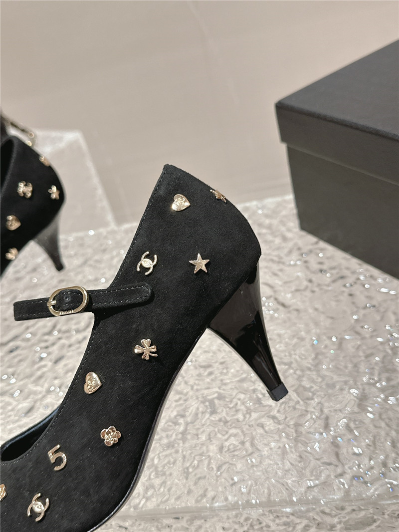 Ch**el embellished mary janes pumps in black suede