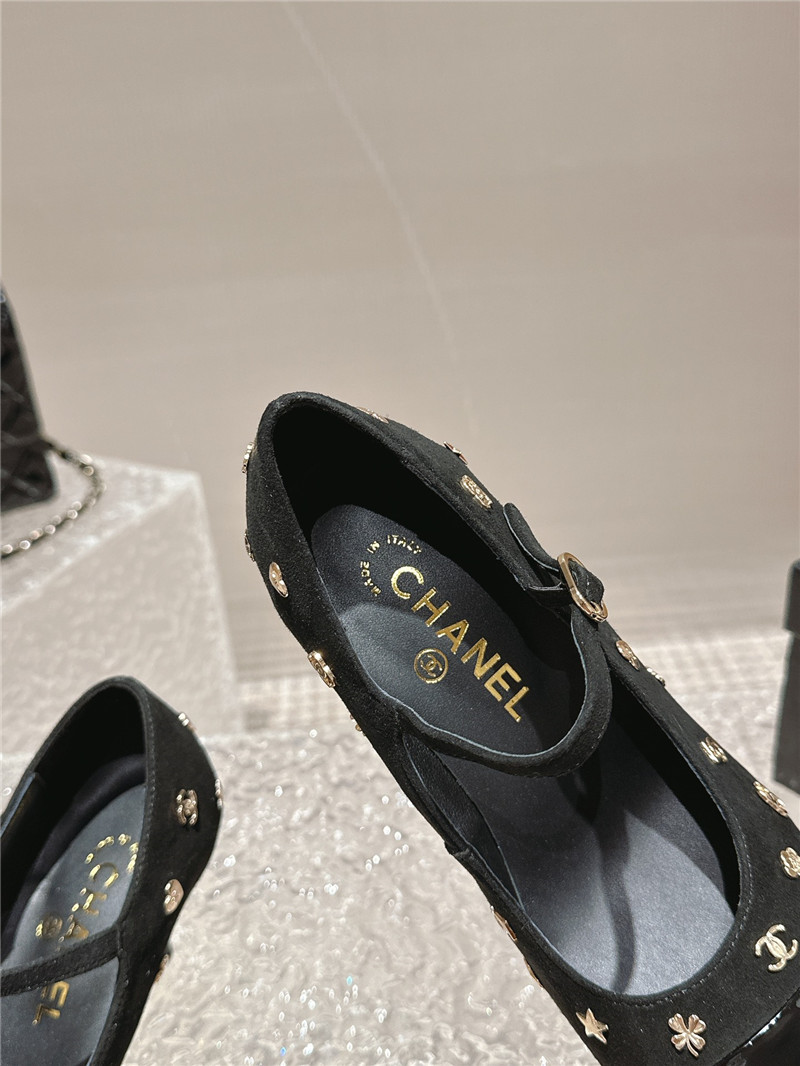 Ch**el embellished mary janes pumps in black suede