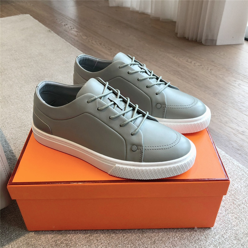 H**me5 green leather lace-up sneakers