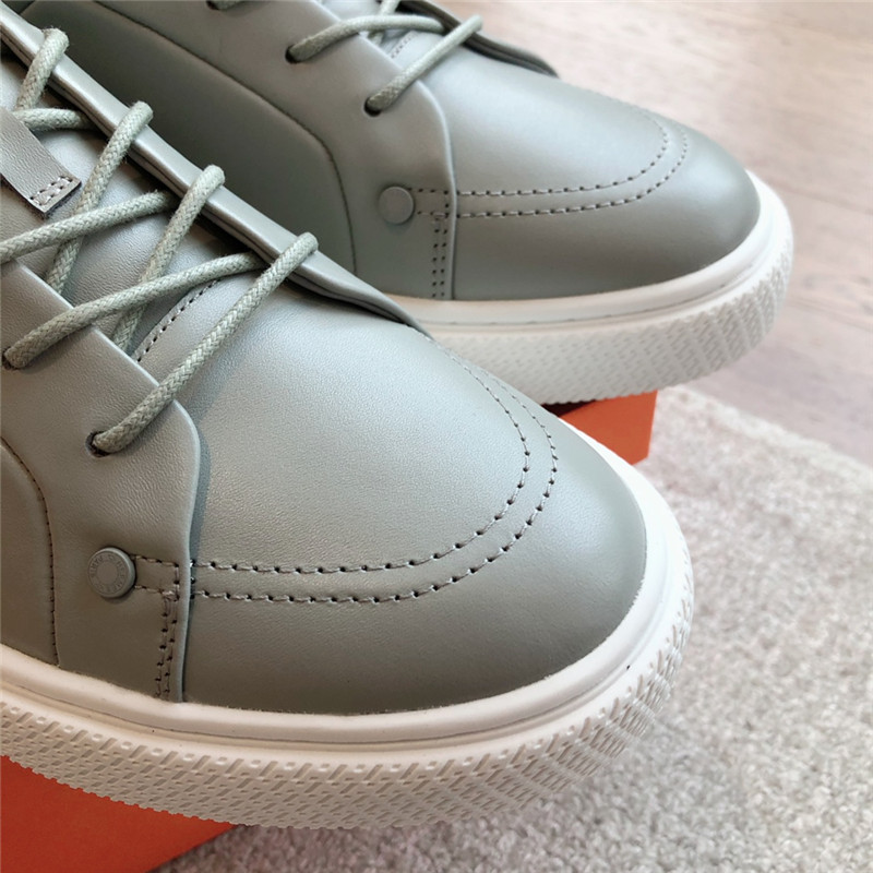 H**me5 green leather lace-up sneakers