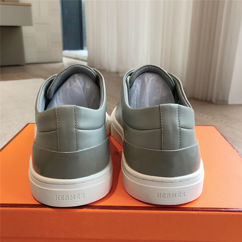 H**me5 green leather lace-up sneakers
