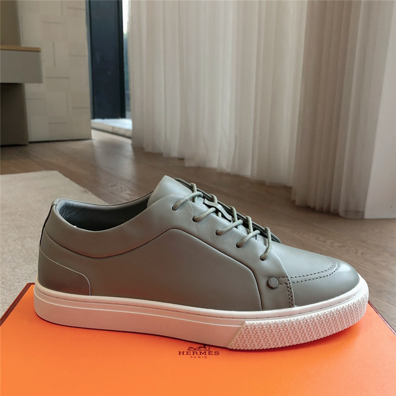H**me5 green leather lace-up sneakers