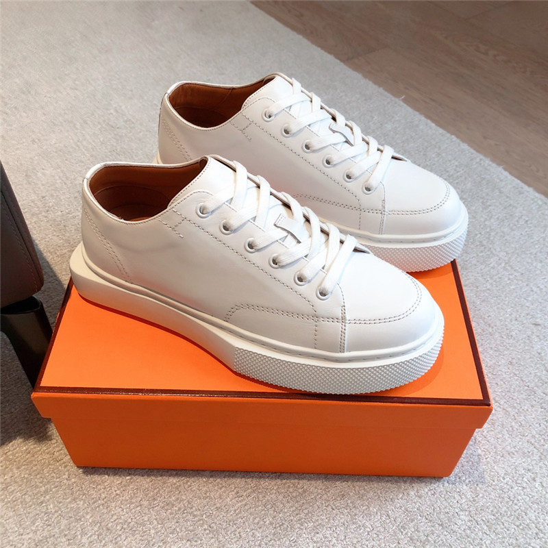 H**me5 white leather lace-up sneakers