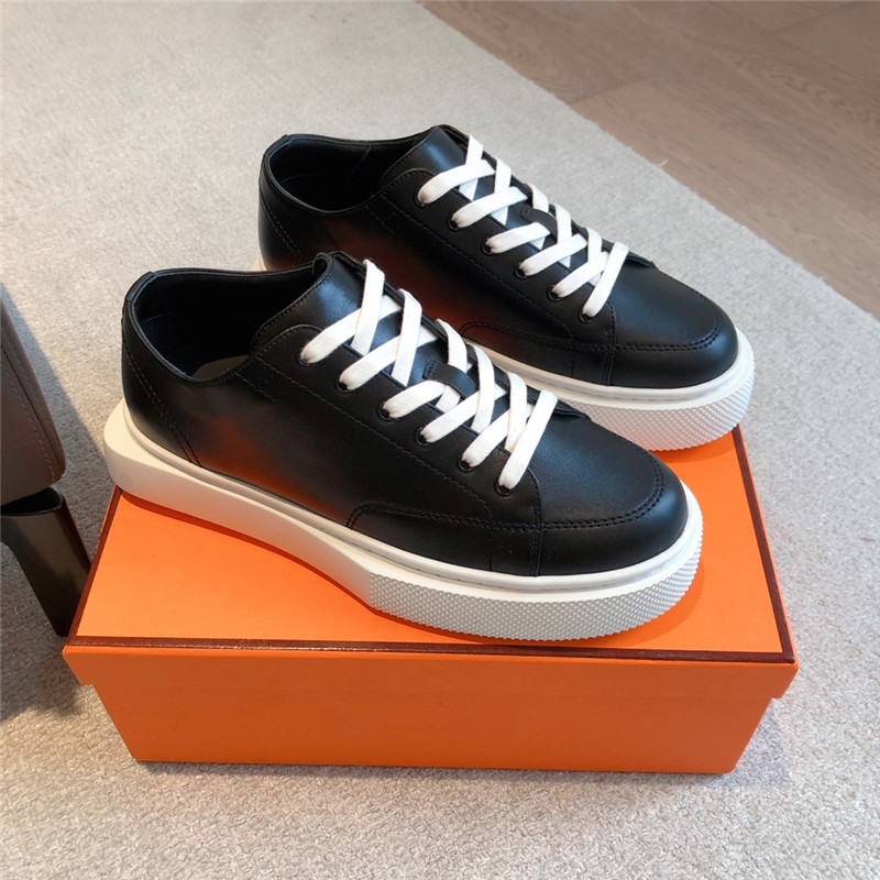 H**me5 black leather lace-up sneakers