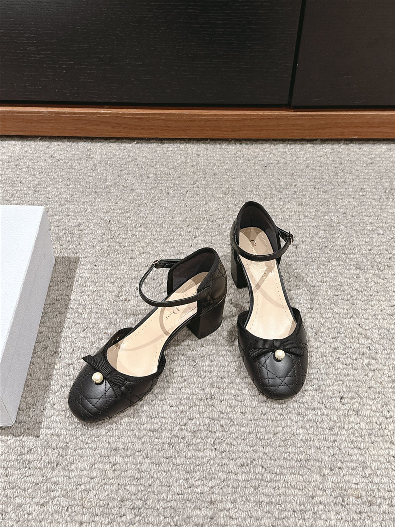 D10r ballet pumps black quilted cannage calfskin