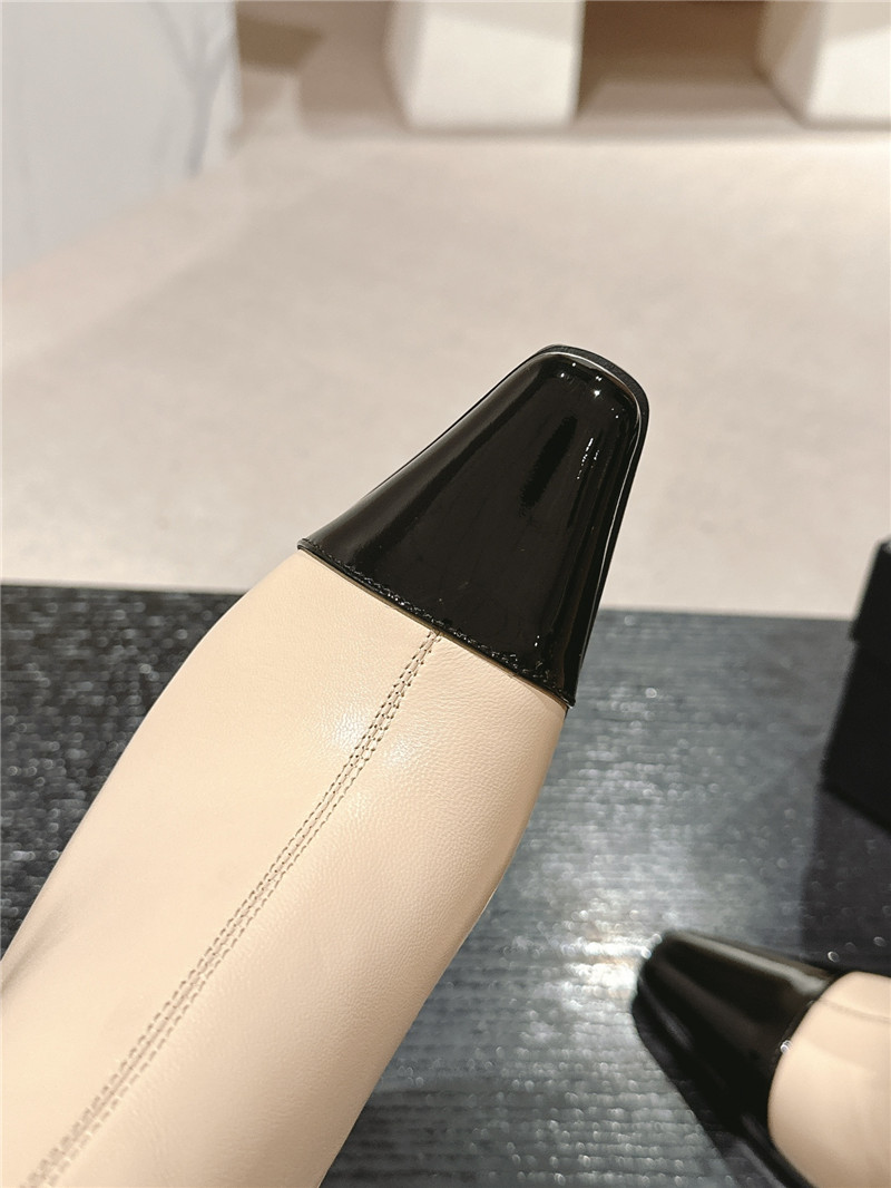 Ch**el beige patent leather boots