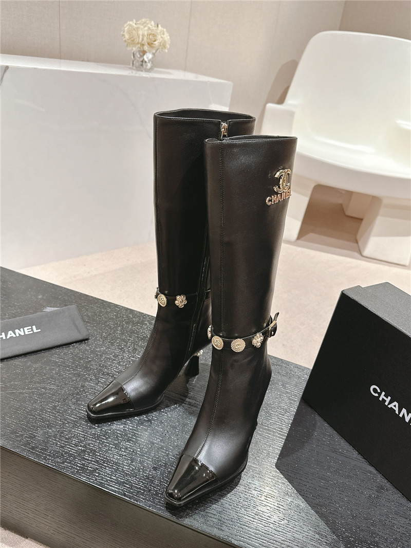 Ch**el calfskin over-the-knee boots