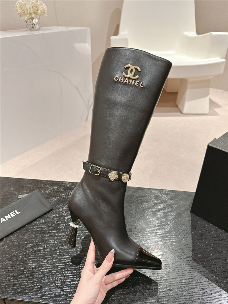 Ch**el calfskin over-the-knee boots