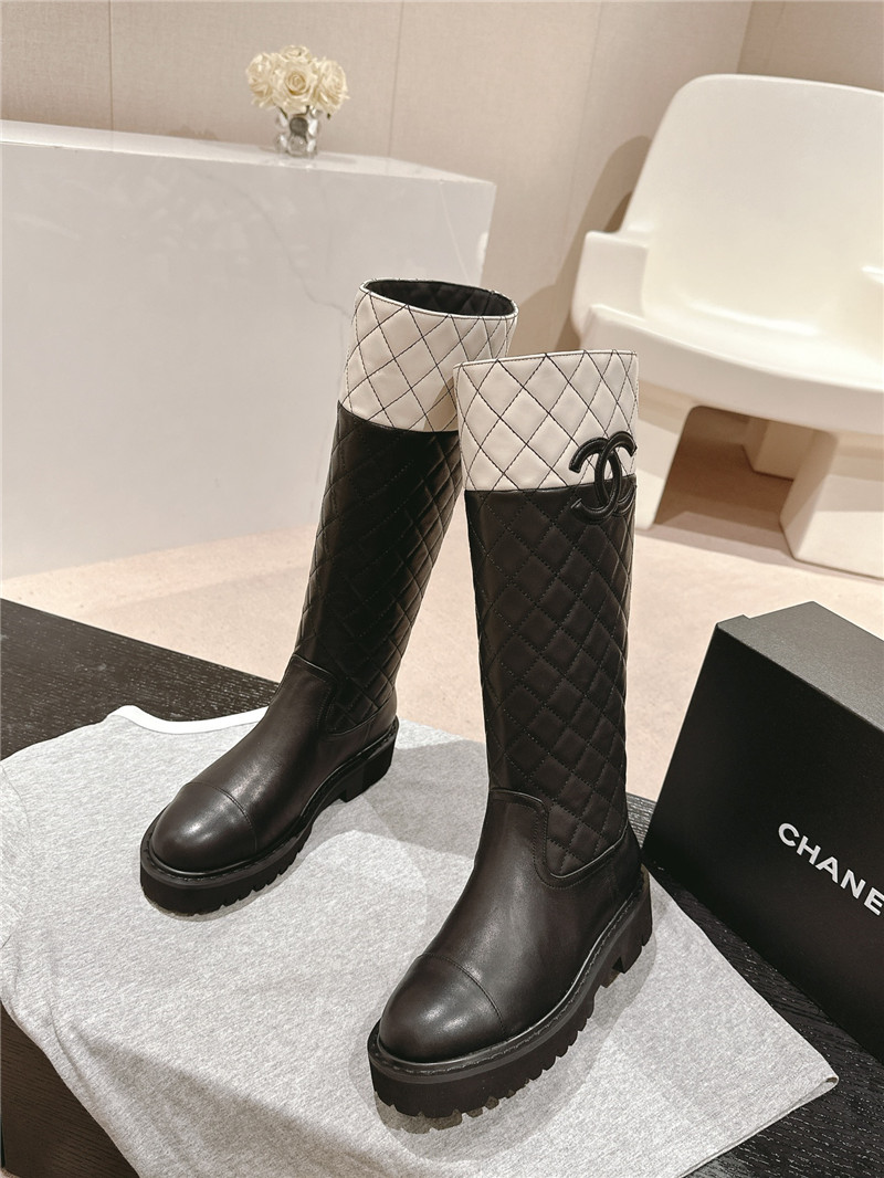Ch**el logo quilted knee-high boots