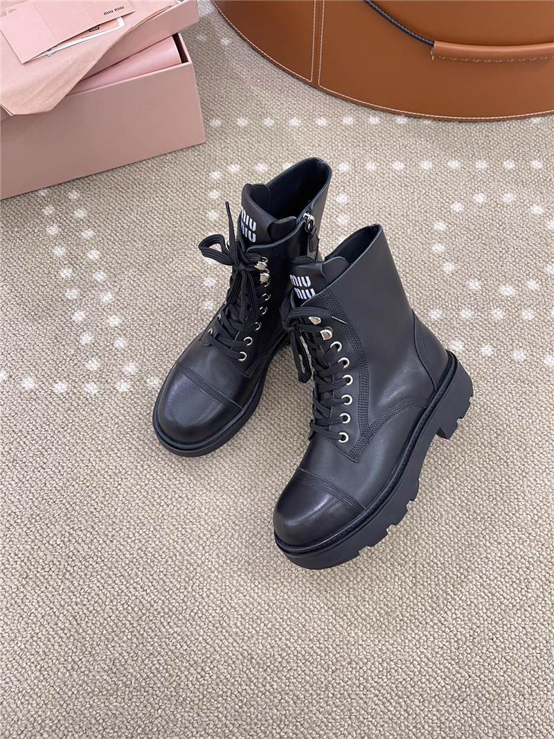 Miu Miu Leather Combat Boots