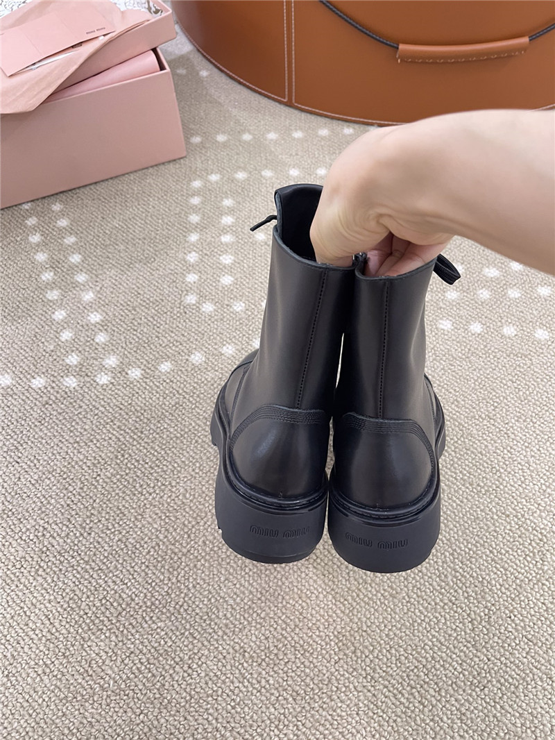 Miu Miu Leather Combat Boots