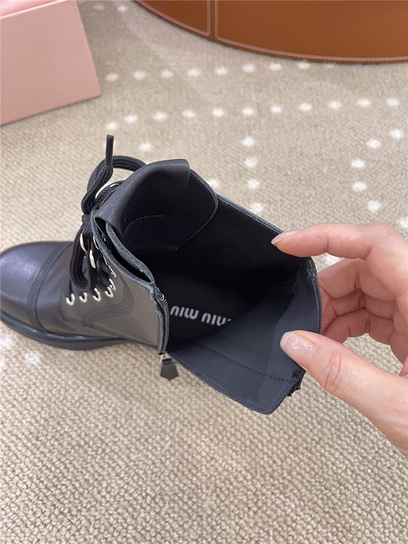 Miu Miu Leather Combat Boots