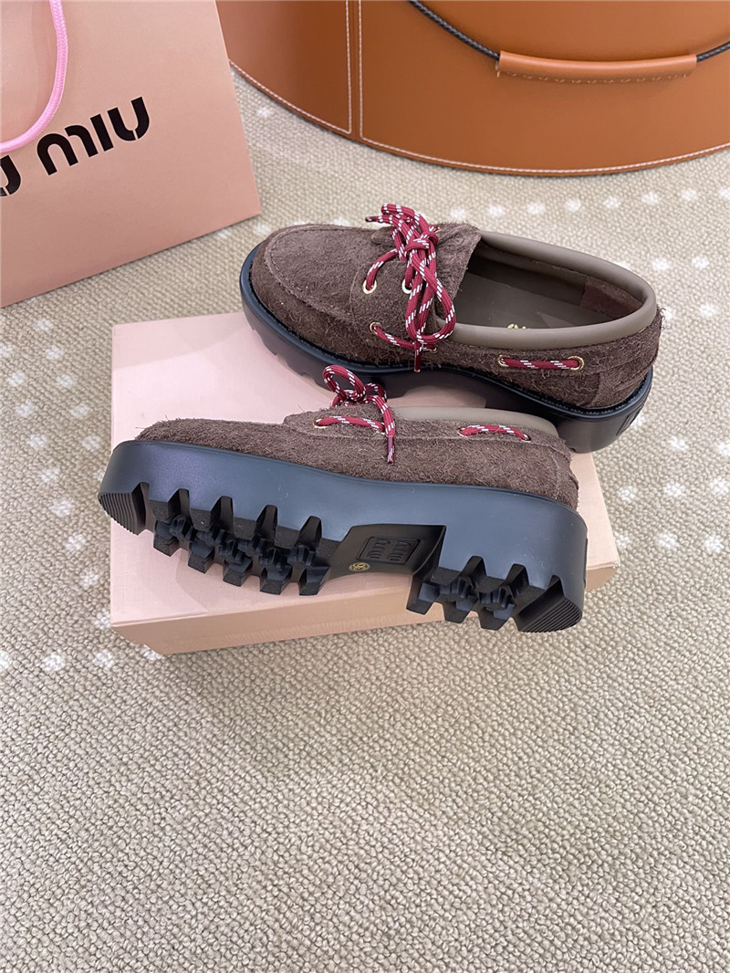 Miu Miu Lace-Up Sienna Suede Loafers