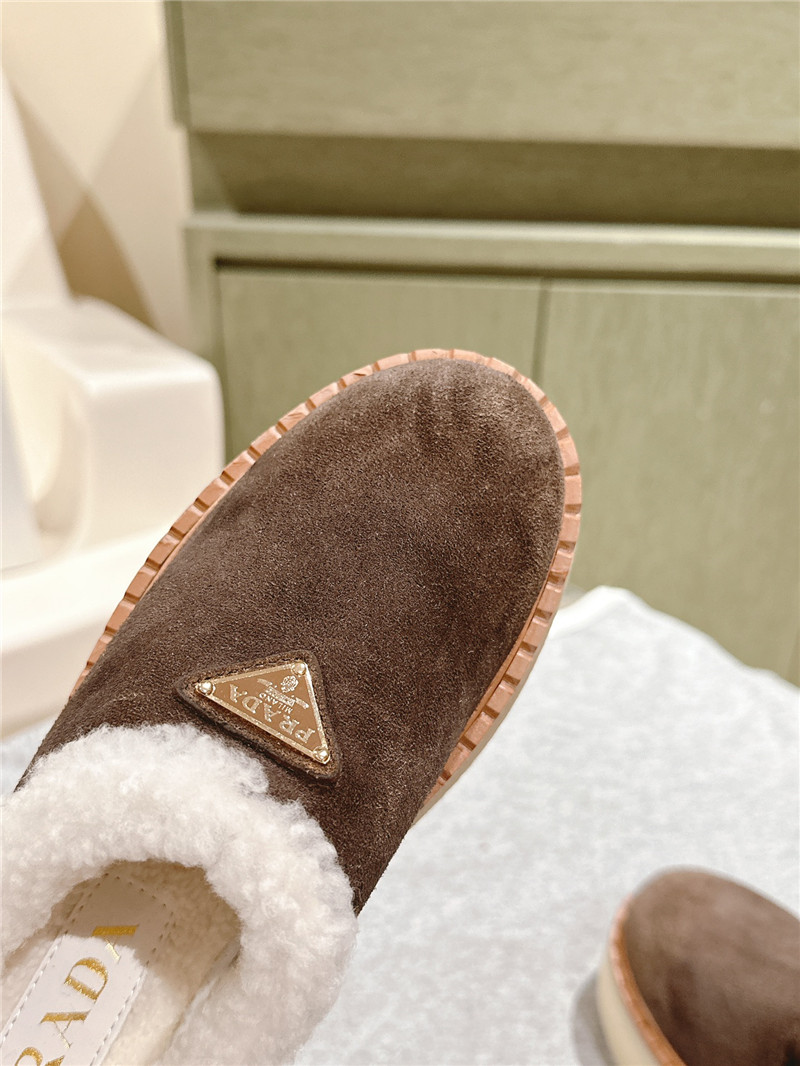 Pra*a platform shearling brown suede slippers
