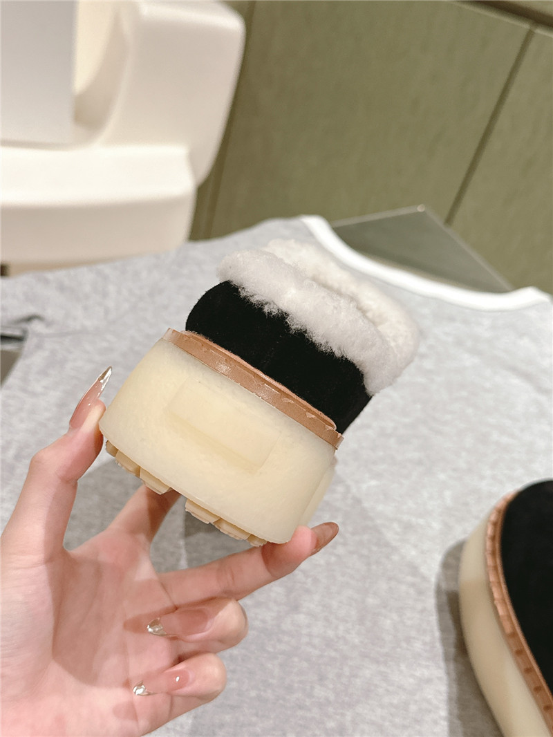 Pra*a platform shearling black suede slippers