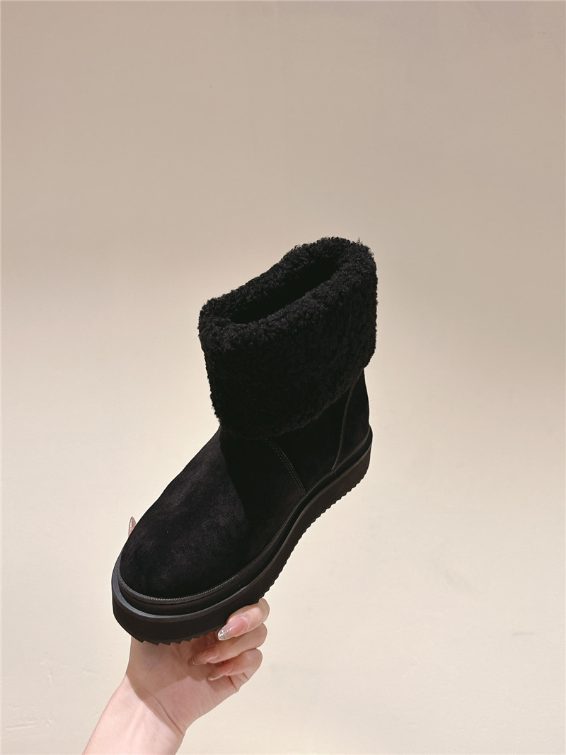 Ch**el black suede shearling ankle boots