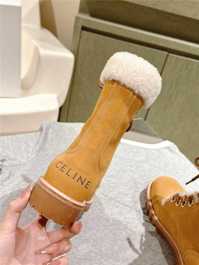 Ce1i*e kurt lace-up mid  shearling  boot