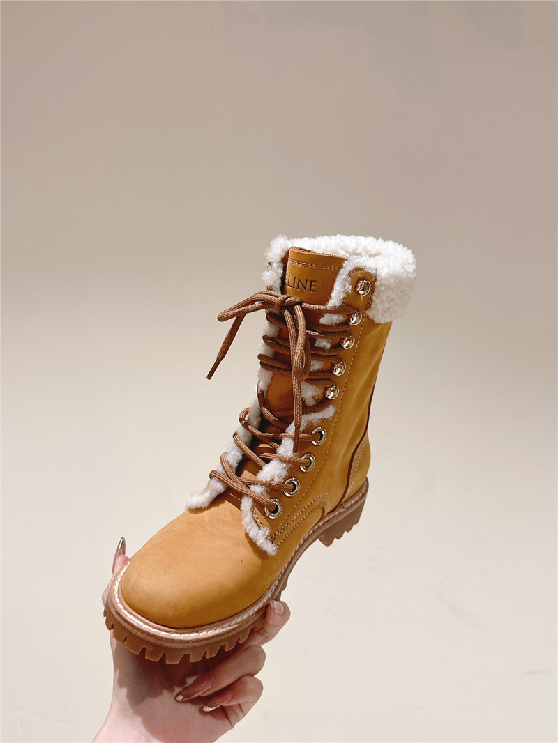 Ce1i*e kurt lace-up mid  shearling  boot