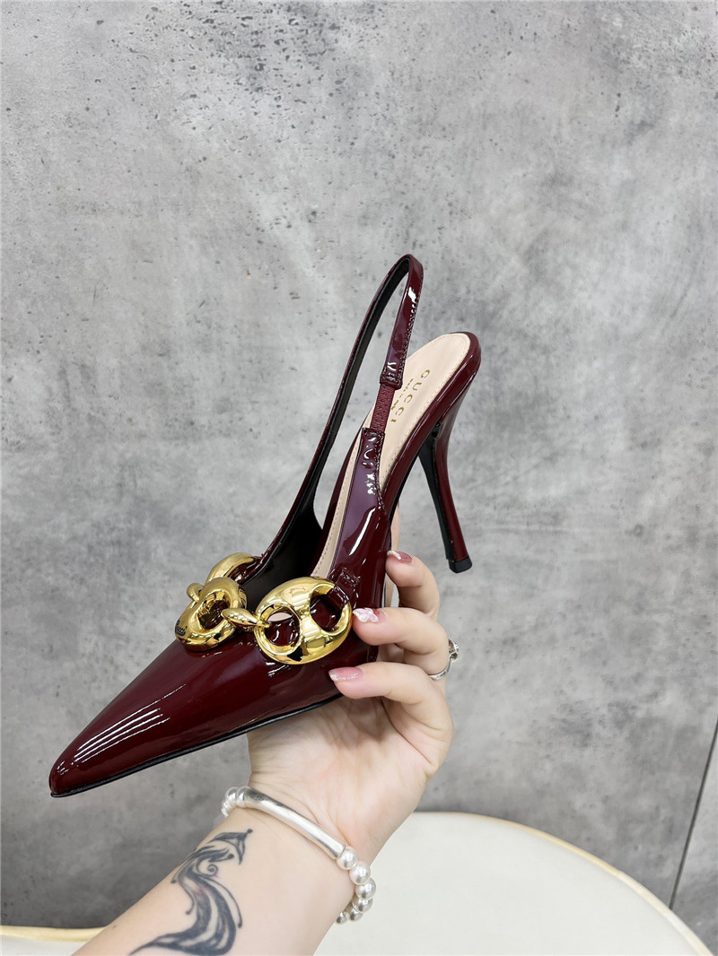 Gvc*1 horsebit slingbacks in burgundy gg leather