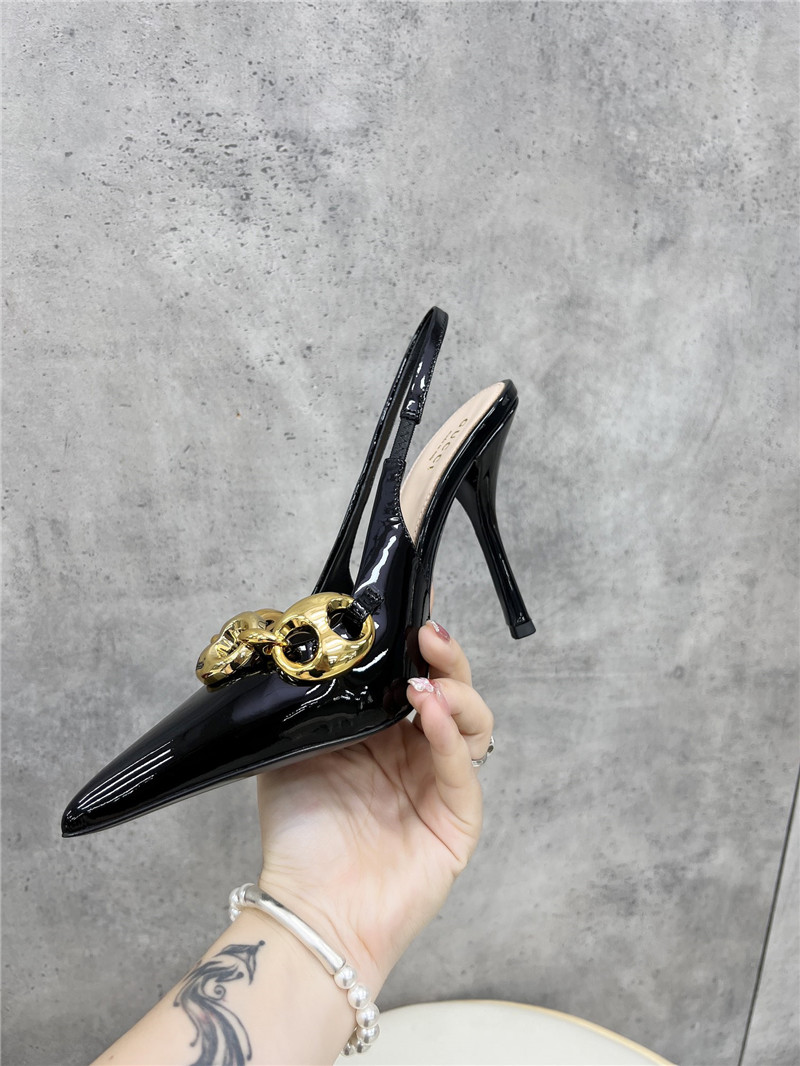 Gvc*1 horsebit slingbacks in black gg leather