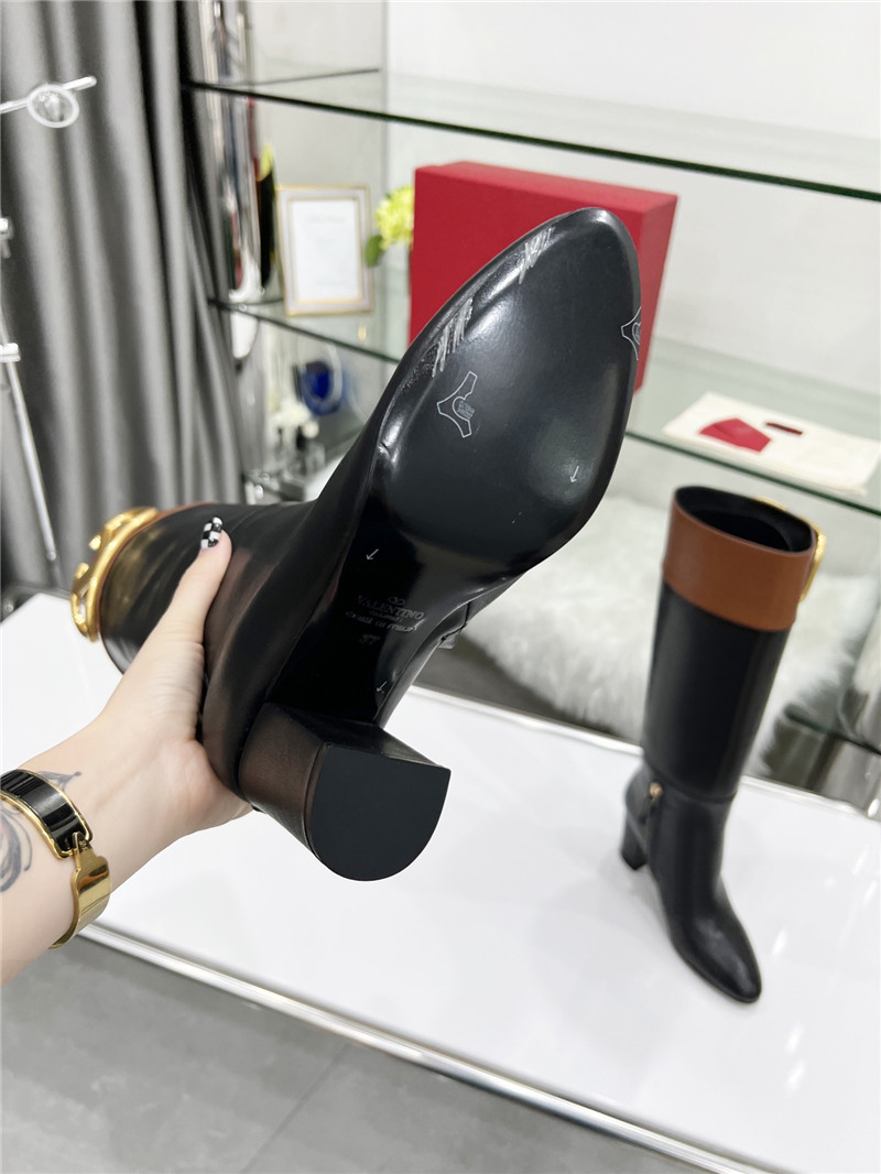 Va1e*ntin0 calfskin vlogo knee high boots