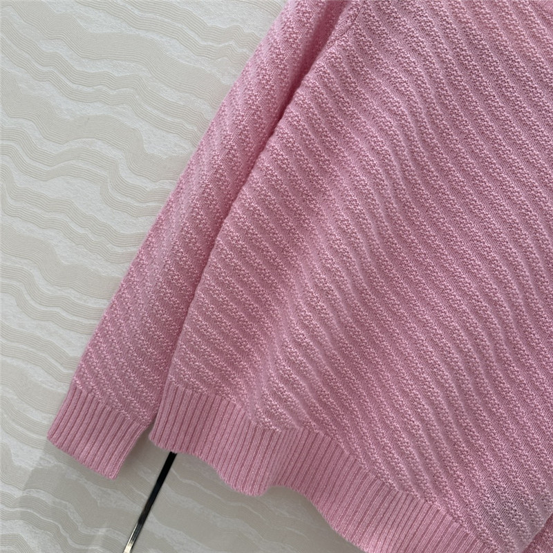 Pra*a crew neck twill rib-knit sweater pink