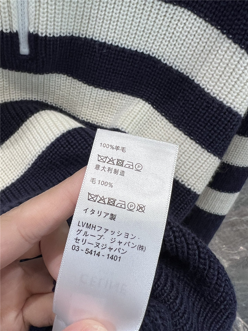 Ce1i*e half-zip stripe wool sweater in white/navy