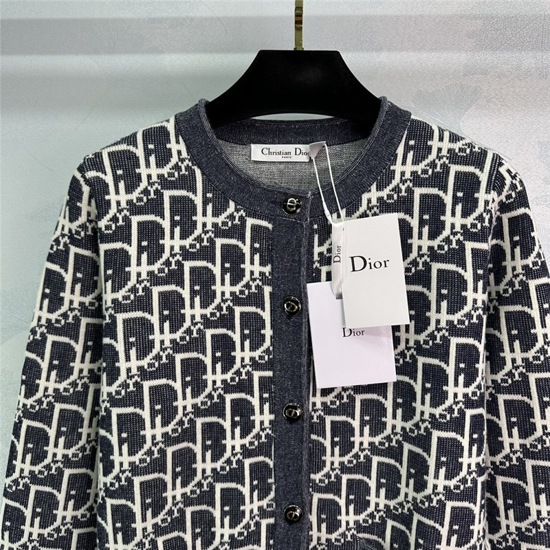 D10r oblique crewneck cardigan denim blue