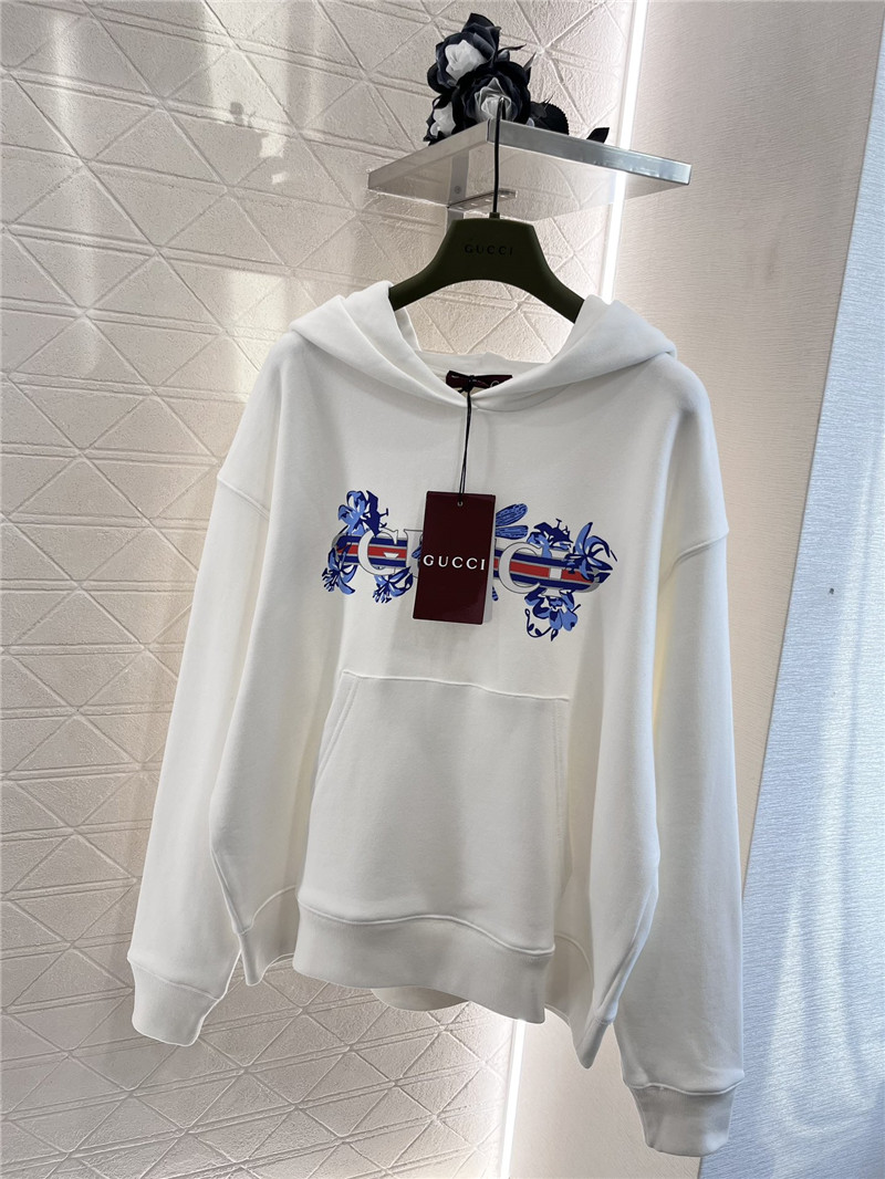 Gvc*1 cotton hooded sweatshirt white