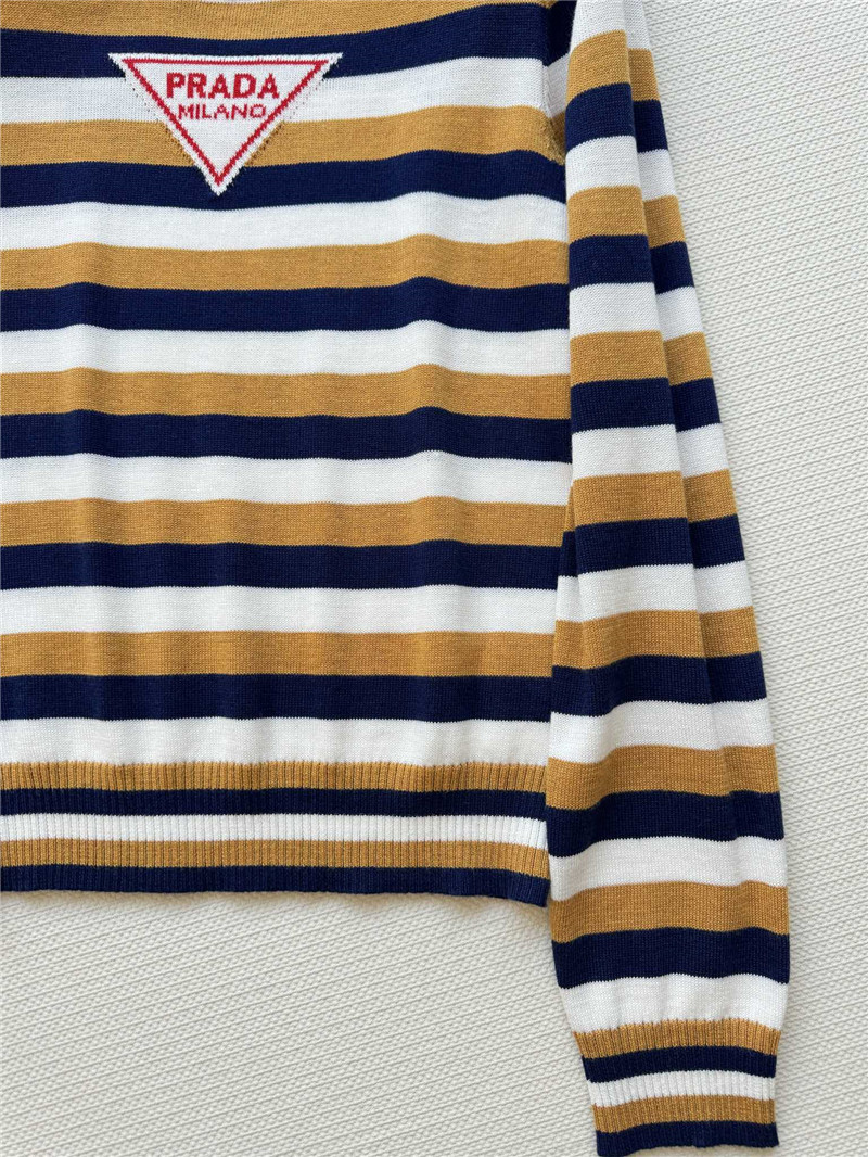Pra*a logo contrast striped sweater