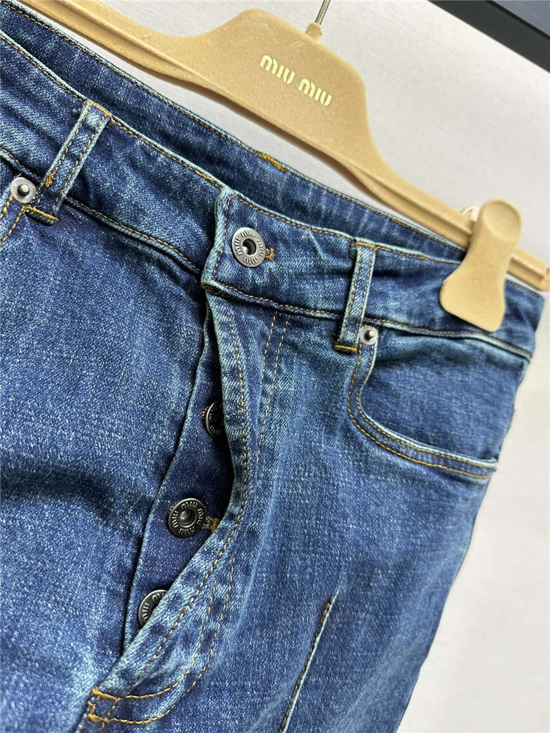 Miu Miu Blue High-Rise Wide Leg Jeans