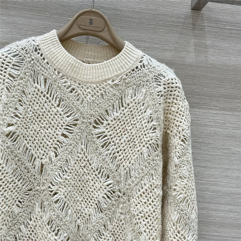 bc crochet D1am0nd sweater white